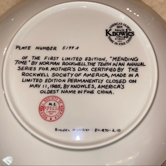 Mending Time Mothers Day Norman Rockwell plate - Picture 2 of 5